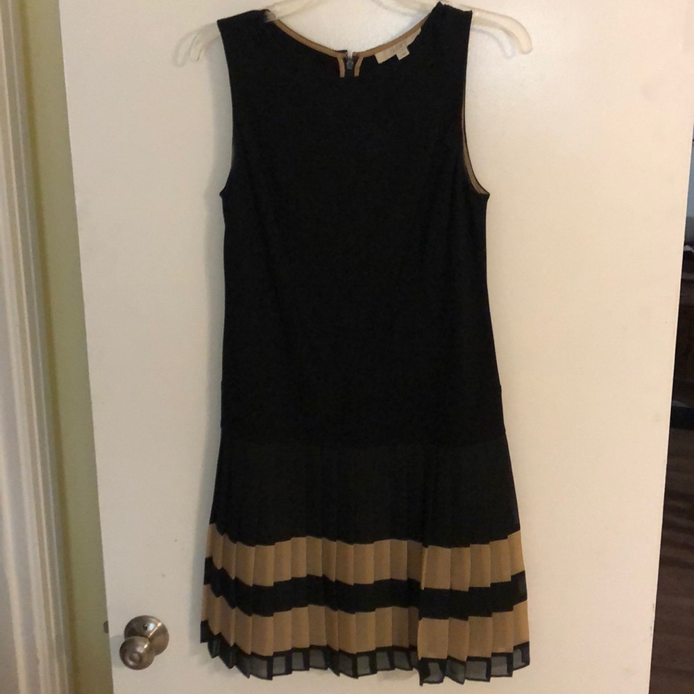 Black and gold midi summer dress from The Loft